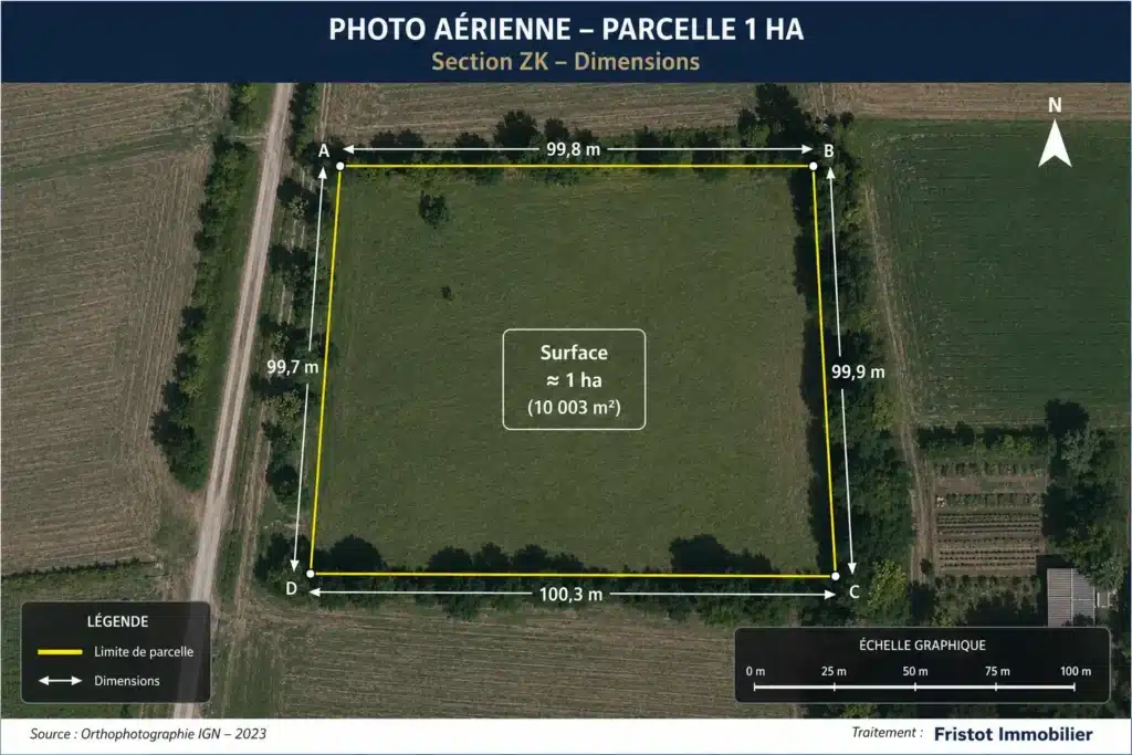 Photo aérienne parcelle 1 ha