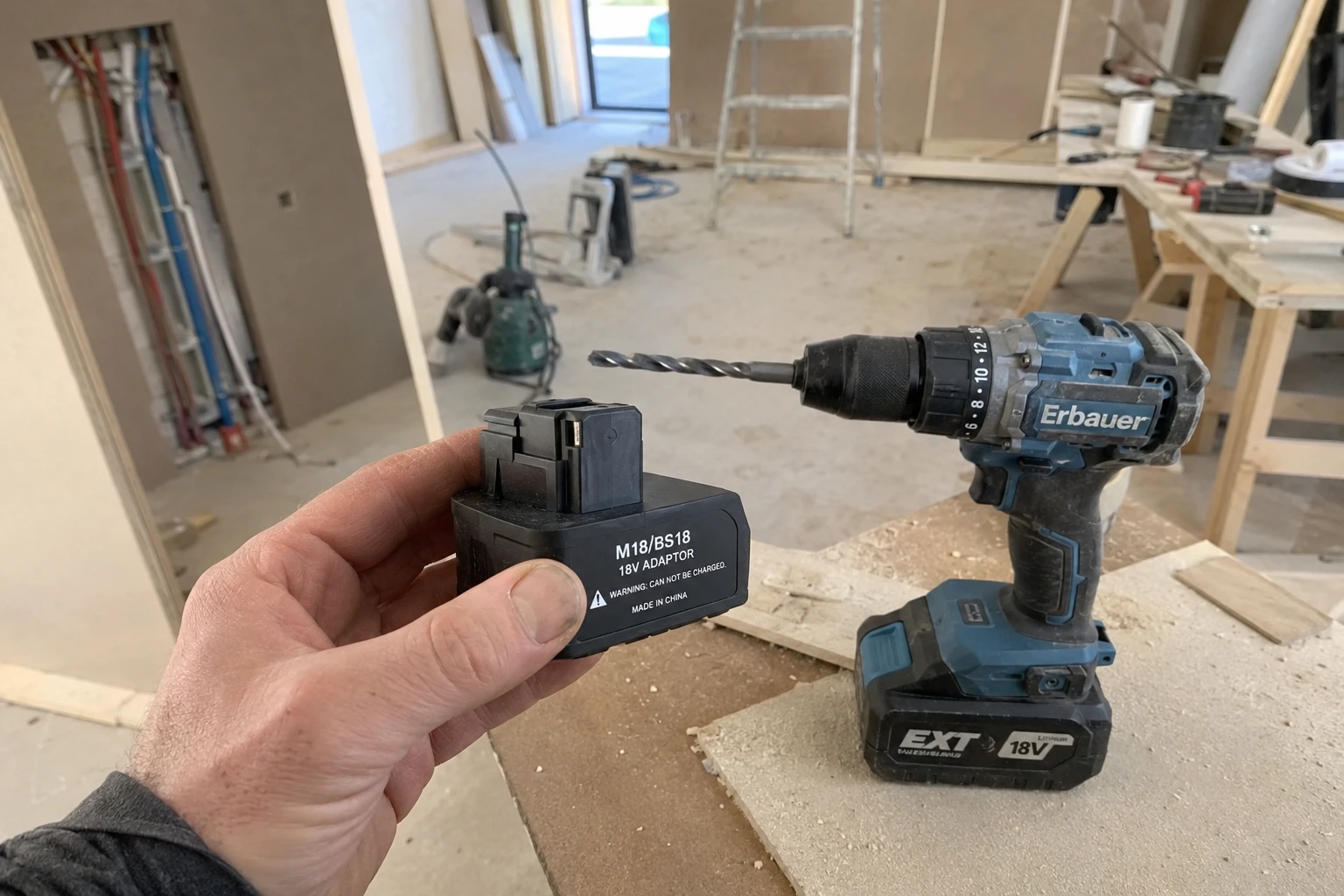 Outil Erbauer sur chantier réel